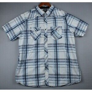 Kaalu Polo Shirt Plaid Multicolor Short Sleeve Button Streetwear Mens Large